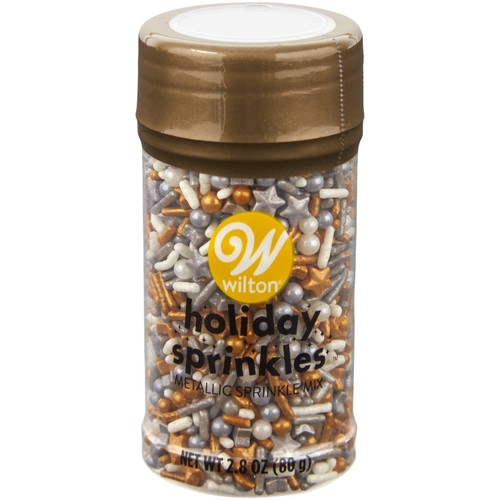 Wilton Star-shaped Metallic Silver And Gold Holiday Sprinkle Mix, 2.8 Oz.
