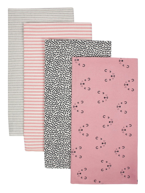 Gerber Baby Girl Organic Flannel Receiving Blankets, 4-pack