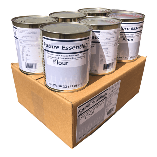 Future Essentials Freeze Dried Food For Emergency And Long Term Storage Food For Camping And Hiking, All Purpose White Flour #2.5 Can 16oz Per Can - 6 Cans