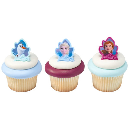 12 Disney Frozen 2 Cupcake Cake Ring Birthday Party Favor Toppers