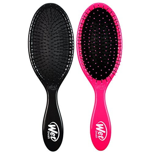Wet Brush Original Detangler Hair Brush - Pink And Black (pack Of 2) - Exclusive Ultra-soft Intelliflex Bristles - Glide Through Tangles With Ease For All Hair Types - For Women, Men, Wet And Dry