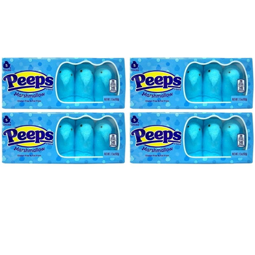 Easter Peeps Marshmallow Blue Chicks 1.5 Oz. Pack Set Of 4 Gluten-free And Nut-free Candy Great For Easter Spring Basket Stuffers
