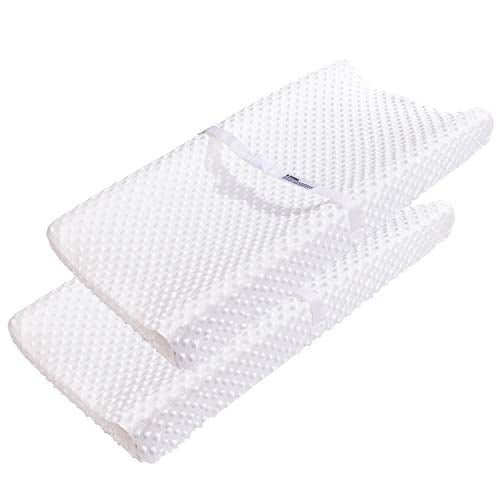 Changing Table Pad Covers Acemommy Ultra Soft Minky Dots Plush Changing Table Covers Breathable Changing Table Sheets Wipeable Diaper Changing Pad Cover For Infants Baby Boy Baby Girl White
