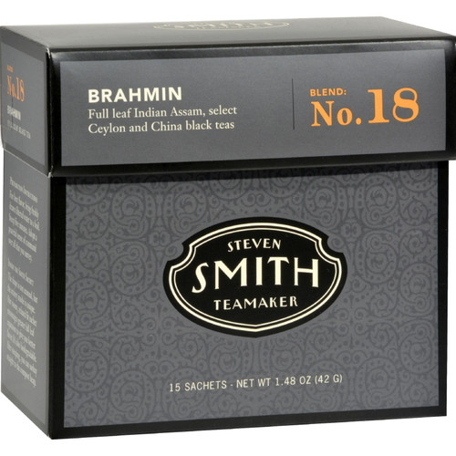 Smith Teamaker | English Breakfast - British Brunch No. 18 - Assam, Ceylon & China Black Tea | Sugar-free, Non-gmo, Plant Based Caffeinated Full Leaf English Breakfast Black Tea (15 Sachets, 1.48oz)