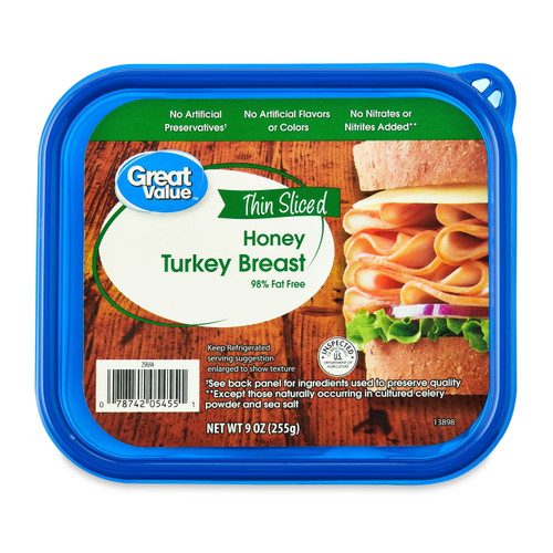 Great Value Honey Turkey Breast Lunchmeat, 9 Ounces
