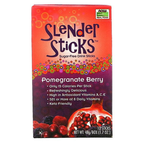 Now Foods, Real Food, Slender Sticks, Pomegranate Berry, 12 Sticks, 0.14 Oz (4 G) Each Pack Of 4