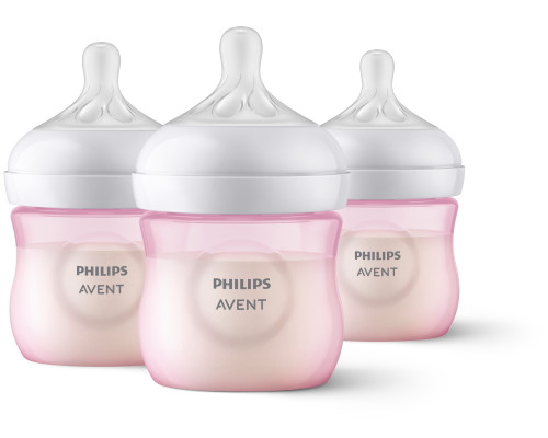 Philips Avent Natural Baby Bottle With Natural Response Nipple, Pink, 4oz,3pk, Scy900/13