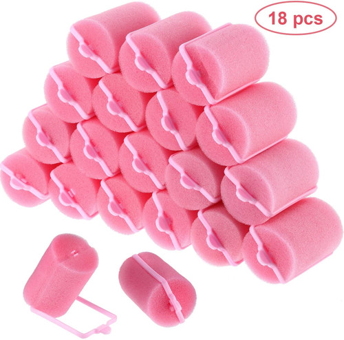 Nogis 18 Pcs Pink Foam Sponge Hair Rollers Flexible Hair Styling Curlers 40 Mm Large Size Soft Sponge Curlers Tools For Diy Hair Styling