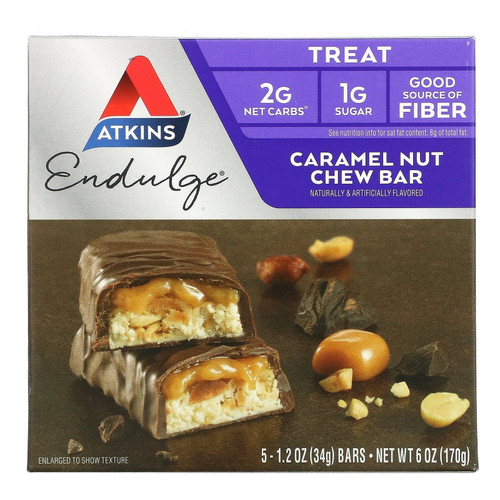 Atkins, Endulge, Caramel Nut Chew, 5 Bars, 1.2 Oz