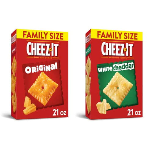 Cheez-it Cheese Crackers, Baked Snack Crackers, Bulk Pantry Staples, Original & White Cheddar Variety Pack 42oz Case (2 Boxes)