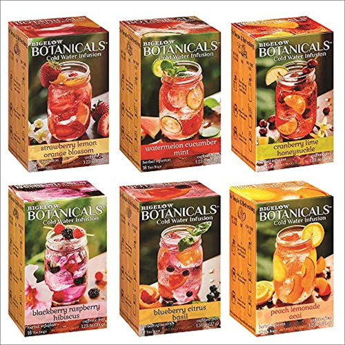 Bigelow Botanicals Cold Water Herbal Infusion Variety Pack, Caffeine Free, 18 Count (pack Of 6), 108 Total Tea Bags