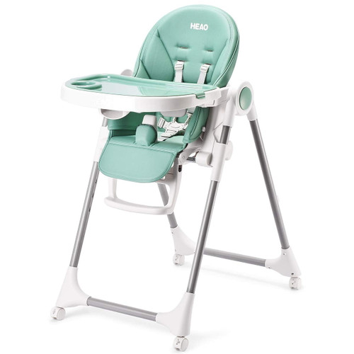 Heao Portable Convertible High Chair Reclining Toddler Chairs Adjustable Height For 0-6 Age Baby, Green