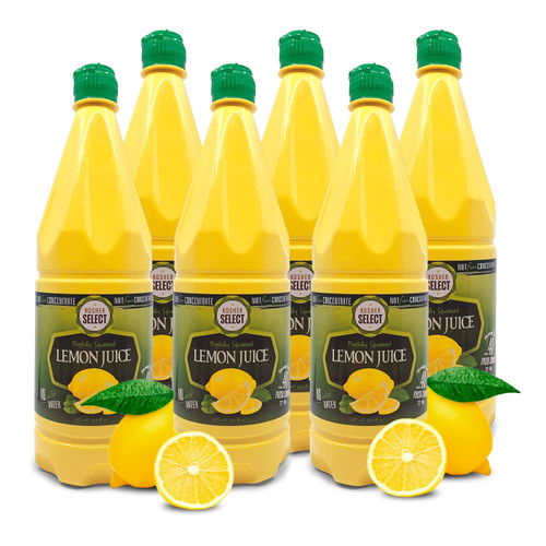 Kosher Select Freshly Squeezed Lemon Juice | No Added Water | Pack Of 6 - 33.8 Oz. Each | Kosher Food | Not From Concentrate