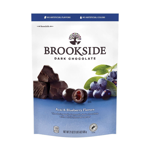 Brookside, Dark Chocolate With Acai And Blueberry Flavors Candy, Resealable Bag, 21 Oz, Bag