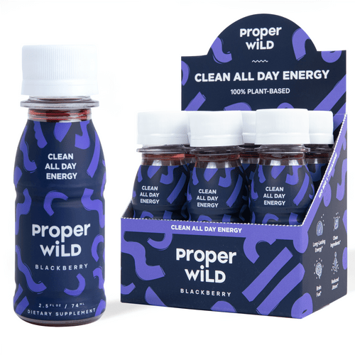 Proper Wild, Natural Clean All Day Energy Shots, Blackberry, 6-pack