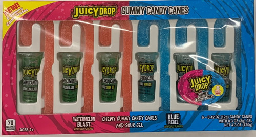 Juicy Drop™ Gummy Candy Cane W/sour Dipping Gel