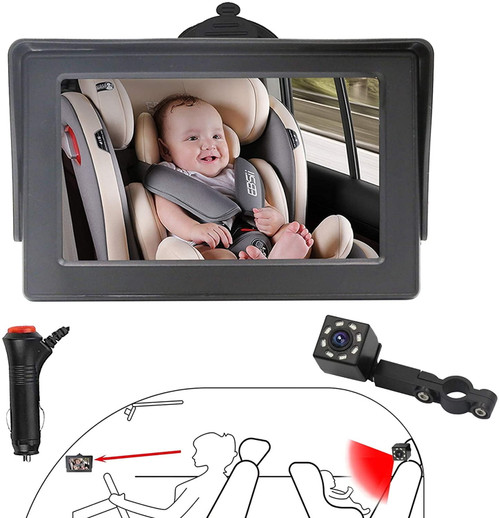 B-qtech  Baby Mirror For Car Seat, Shatterproof And Adjustable, Black