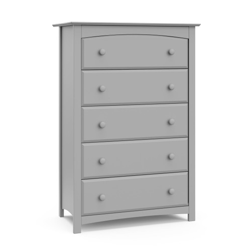 Storkcraft Kenton 5 Drawer Modern Vertical Dresser Pebble Gray Finish