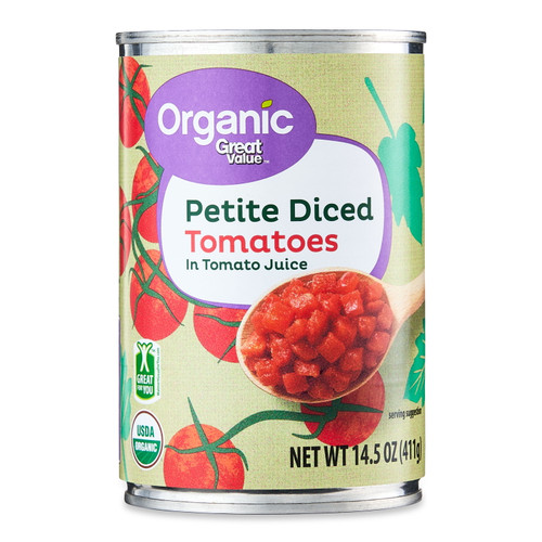 Great Value Organic Petite Diced Tomatoes In Tomato Juice, 14.5 Oz