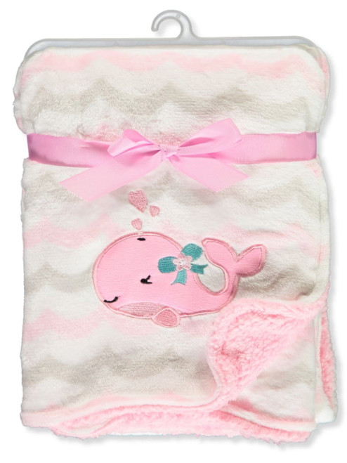 Cribmates Baby Girls' Stripe Whale Plush Blanket - Pink, One Size