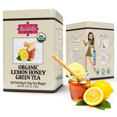 (1 Pack) Brew La La Organic Green Tea -lemon Honey Flavor - 50 Tea Bag Tin