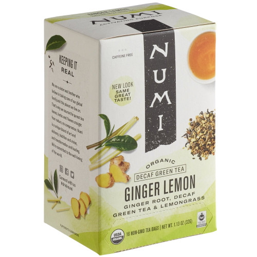 Numi Organic Decaf Ginger Lemon Tea Bags - 16/box