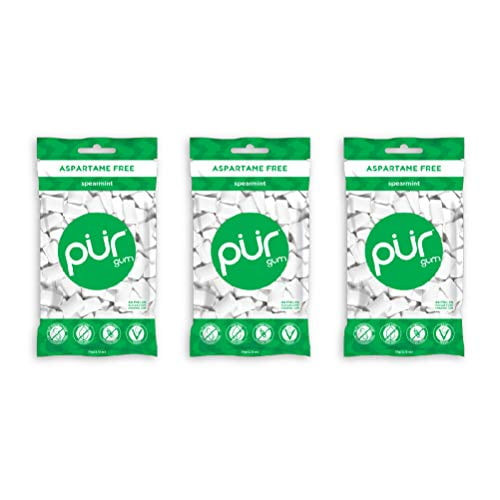 Pur Gum Sugar Free Chewing Gum With Xylitol - Natural Spearmint Flavor - 55 Pieces (pack Of 3)