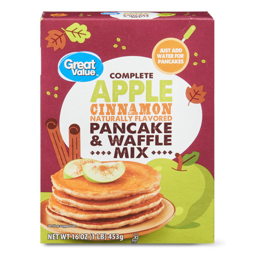 Great Value Apple Cinnamon Pancake & Waffle Mix, 16 Oz Box