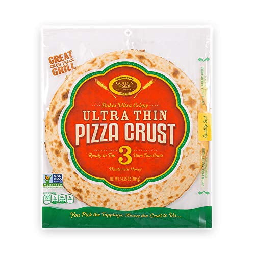 Golden Home Ultra Thin Pizza Crust, Low Carb, Low Fat, Non-gmo Wheat (3 Crusts)