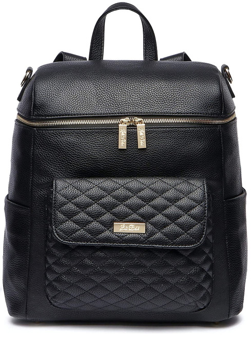 Monaco Diaper Bag Backpack By Luli Bebe - Chic Vegan Leather Diaper Bag Backpack With Large Luxury Quilted Gender Neutral Design, Stroller Straps, Changing Mat (ebony Black)