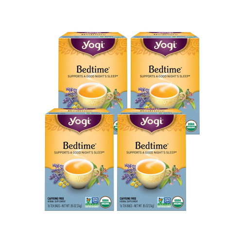 Yogi Tea Bedtime, Caffeine-free Organic Herbal Tea, Wellness Tea Bags, 4 Boxes Of 16