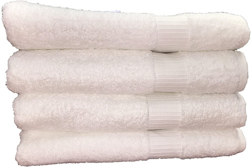 Optima Collection Platinum Level 27" X 54" White Bath Towels, Set Of 4, 100% Eco-friendly Pre-consumer Regenerated Cotton