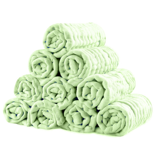 Natural Cotton Muslin Baby Wipes - Soft Newborn Baby Face Towel For Sensitive Skin - 10 Pack 28x28cm
