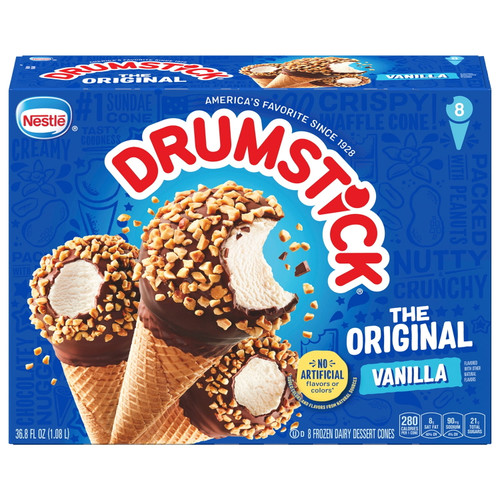Drumstick Original Vanilla Sundae Ice Cream Cones, 8 Ct