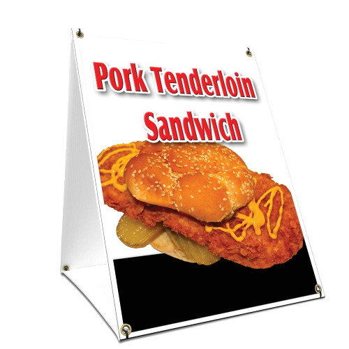 A-frame Sidewalk Pork Tenderloin Sandwich Sign With Graphics On Each Side
