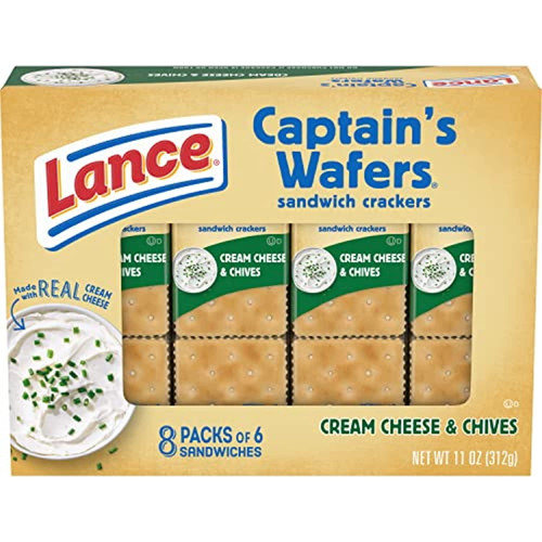 Lance Sandwich Crackers, Captains Wafers Cream Cheese And Chives, 8 Ct Box