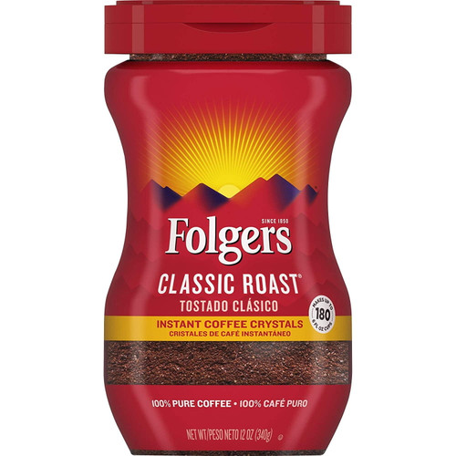 Folgers Classic Roast Instant Coffee Crystals, 12 Ounces (pack Of 6)