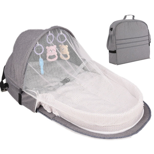 Poseca 4 In 3 Portable Bassinet, New Upgraded Foldable Baby Bed, Infant Sleeper With Awning And Mosquito Net