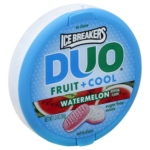 Ice Breakers Duo Fruit + Cool Watermelon Sugar Free Mints, 1.3 Oz