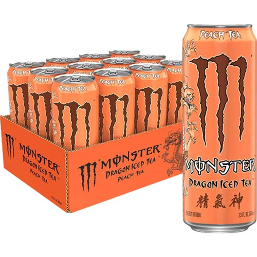 Monster Dragon Iced Tea Peach Tea 23oz (pack Of 12)