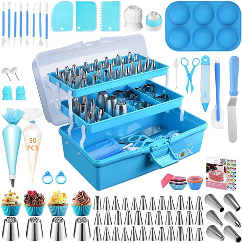 Cshpo Cake Decorating Tools Supplies Kit: 236pcs Baking Accessories With Storage Case - Piping Bags And Icing Tips Set - Cupcake Cookie Frosting Fondant Bakery Set For Cookie Fondant