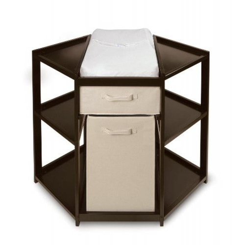 Badger Basket Baby Changing Table With Hamper And Basket, Espresso