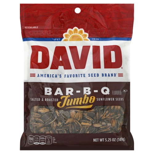 David Jumbo Roasted & Salted Bar-b-q Sunflower Seeds, 5.25 Oz.
