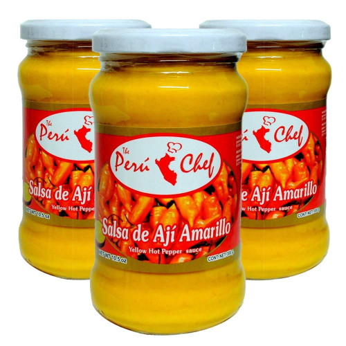 Peruchef Salsa De Aji Amarillo 10.5 Oz | Peruvian Yellow Hot Pepper Sauce 3 Pack