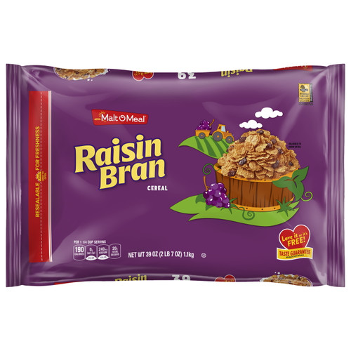 Malt-o-meal Raisin Bran Cereal, Family Size Breakfast Cereal, 39 Oz Bag
