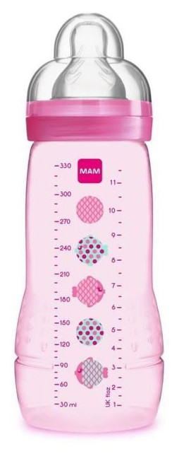 Mam Easy Active 2nd Age Baby Bottle- 330ml - From 6 Months - Pink