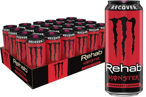 Monster Energy Monster Rehab Strawberry Lemonade + Energy, 15.5 Ounce (pack Of 24)
