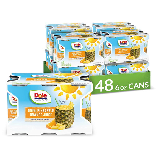 Dole Pineapple Orange Juice, 100% Fruit Juice With Added Vitamin C, 6 Fl Oz (pack Of 6), 48 Total Cans