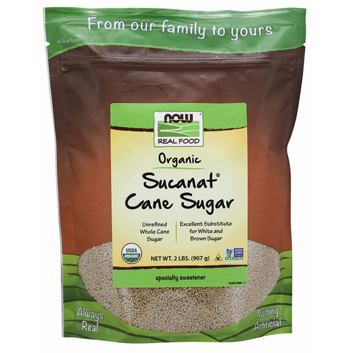 Now Foods, Certified Organic Sucanat Cane Sugar, Powder From Pure Evaporated Cane Syrup, Excellent Substitute For White And Brown Sugar, Certified Non-gmo, 2-pound (packaging May Vary)