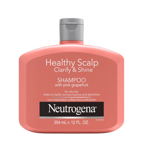 Neutrogena Exfoliating Shampoo For Oily Hair & Scalp With Pink Grapefruit, Healthy Scalp Clarify & Shine, Sulfate-free Surfactants, Color-safe, 12 Oz